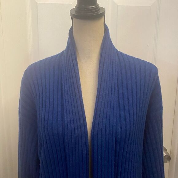 Valerie Louthan 100% pure cashmere rich blue open front cardigan, S-L - Picture 2 of 10